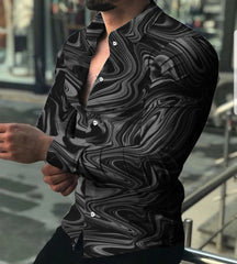 2023 Autumn Fashion Luxury Social Men's Shirt Polo Button Shirt Casual Western Print Top Men's Prom Cardigan Top Plus Size M - 3XL - SHOWLU FASHION STORE