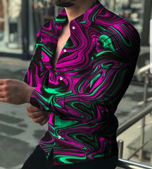 2023 Autumn Fashion Luxury Social Men's Shirt Polo Button Shirt Casual Western Print Top Men's Prom Cardigan Top Plus Size M - 3XL - SHOWLU FASHION STORE