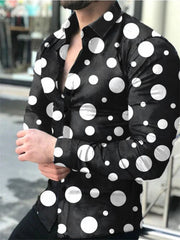 2023 High - quality fashionable men's shirt button shirt casual designer printed long - sleeved shirt men's lapel men's white shirt - SHOWLU FASHION STORE