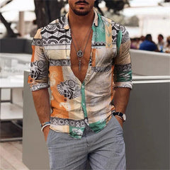 2023 Hot selling New Fashion Men's Shirt Novelty Lapel Long Sleeves Casual Street Party Spring Autumn Quality Material Plus Size - SHOWLU FASHION STORE