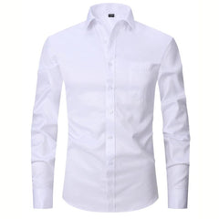 2023 Men French Cuff Dress Shirt Cufflinks New White Long Sleeve Casual Buttons Male Brand Shirts Regular Fit Clothes - SHOWLU FASHION STORE