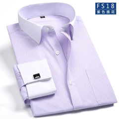 2023 Men French Cuff Dress Shirt Cufflinks New White Long Sleeve Casual Buttons Male Brand Shirts Regular Fit Clothes - SHOWLU FASHION STORE