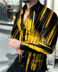 Showlu Fashion Store 0 6 / S 2023 men's party top luxury social men's lapel button shirt 3D printing long-sleeved shirt casual street designer clothing