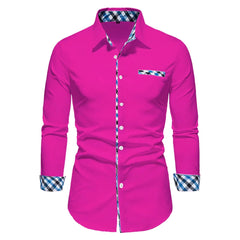 2023 Men's Hot Selling Business Office Long Sleeve Solid Color Spliced Shirt Outdoor Street Leisure High Quality Fabric Polo Top - SHOWLU FASHION STORE