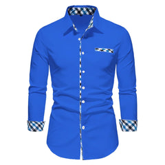 2023 Men's Hot Selling Business Office Long Sleeve Solid Color Spliced Shirt Outdoor Street Leisure High Quality Fabric Polo Top - SHOWLU FASHION STORE