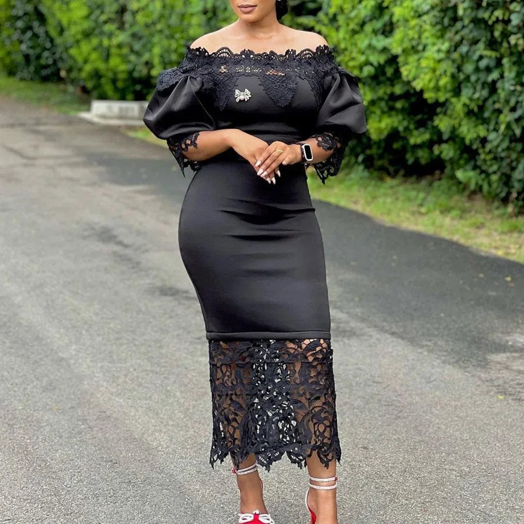 2023 Summer African Dresses for Women Club Outfits Dashiki Ankara Evening Party Robe Femme Lace Bodycon Dress Africa Clothing - SHOWLU FASHION STORE