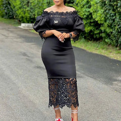 2023 Summer African Dresses for Women Club Outfits Dashiki Ankara Evening Party Robe Femme Lace Bodycon Dress Africa Clothing - SHOWLU FASHION STORE