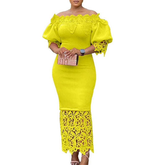 2023 Summer African Dresses for Women Club Outfits Dashiki Ankara Evening Party Robe Femme Lace Bodycon Dress Africa Clothing - SHOWLU FASHION STORE