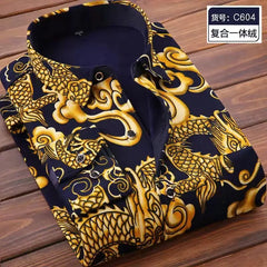 2023 winter new arrival Men's fashion Shirts long Sleeve Casual print Shirt,autumn mens thicken shirt Men size M - 5XL CY099 - SHOWLU FASHION STORE
