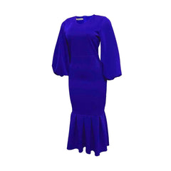 2024 Autumn/Winter New AOMEI Fashion Large V - neck Bubble Long Sleeve Sexy Fishtail Dress Party Club Birthday Evening Dresses - SHOWLU FASHION STORE