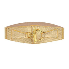 2024 Ladies Fashion Golden Buttoning Belt Dress Shirt Tight Waist Elastic Decoration Wide Corset Seal Belts for Women Female - SHOWLU FASHION STORE
