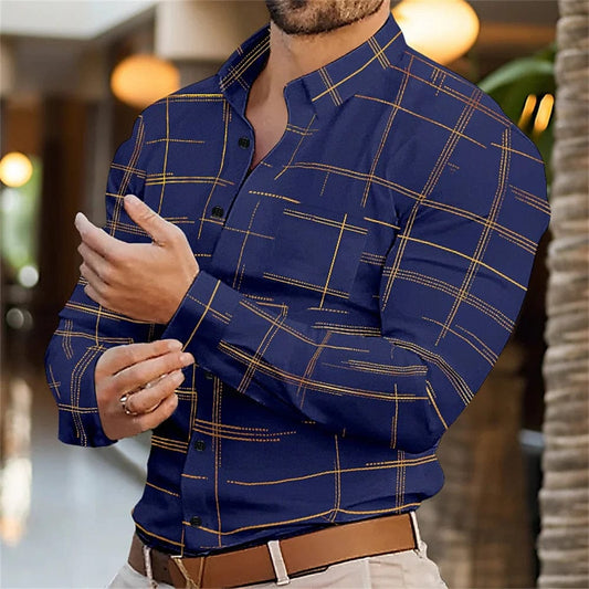 2024 Men's Fashion Pocket Long sleeved Single breasted Shirt Vintage Line Soft and Comfortable Fabric Men's Top Plus Size - SHOWLU FASHION STORE
