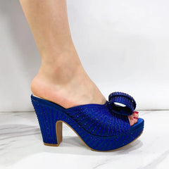 2024 New Fashion Top Italian Designers Luxury Round Toe Bright Diamond Elegant Summer Party Ladies's Platfrom High Heels Shoes - SHOWLU FASHION STORE