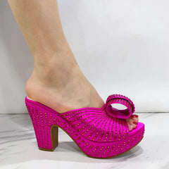 2024 New Fashion Top Italian Designers Luxury Round Toe Bright Diamond Elegant Summer Party Ladies's Platfrom High Heels Shoes - SHOWLU FASHION STORE