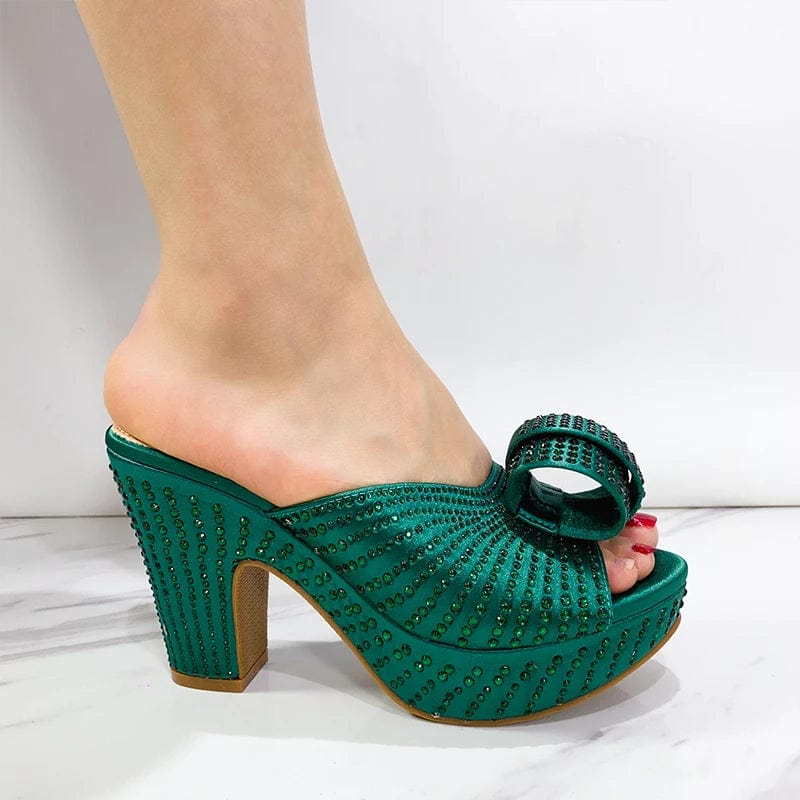 2024 New Fashion Top Italian Designers Luxury Round Toe Bright Diamond Elegant Summer Party Ladies's Platfrom High Heels Shoes - SHOWLU FASHION STORE