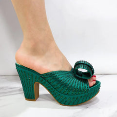 2024 New Fashion Top Italian Designers Luxury Round Toe Bright Diamond Elegant Summer Party Ladies's Platfrom High Heels Shoes - SHOWLU FASHION STORE