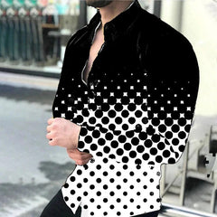 2024 Spring Men's Casual Long Sleeve Shirt Single Breasted Digital 3D Printed Polka Dot Lapel Shirt 6XL Party Shirt 14 Colors - SHOWLU FASHION STORE
