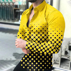 2024 Spring Men's Casual Long Sleeve Shirt Single Breasted Digital 3D Printed Polka Dot Lapel Shirt 6XL Party Shirt 14 Colors - SHOWLU FASHION STORE