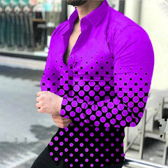 2024 Spring Men's Casual Long Sleeve Shirt Single Breasted Digital 3D Printed Polka Dot Lapel Shirt 6XL Party Shirt 14 Colors - SHOWLU FASHION STORE