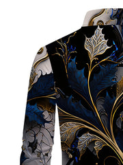 Men's Retro Floral Patterns Print Long Sleeve Shirt For Spring And Fall, Casual Comfy Shirt As Gift SHOWLU FASHION STORE