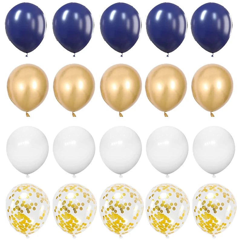 20pcs 12inch Navy Blue Gold Confetti Metallic Balloons Happy Birthday Party Decorations Adult Kids Baby Shower Wedding Supplies - SHOWLU FASHION STORE