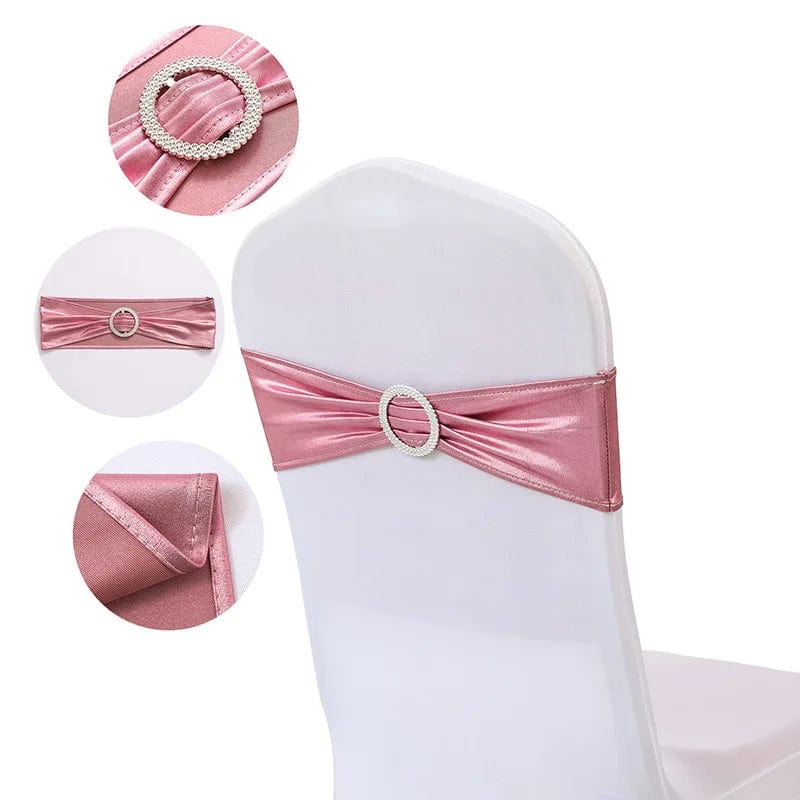 20pcs/Lot Metallic Gold Silver Chair Bands Wedding Chair Decoration Spandex Chair Sashes Bow For Party Event Hotel Banquet Home - SHOWLU FASHION STORE