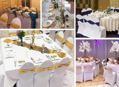 20pcs/Lot Metallic Gold Silver Chair Bands Wedding Chair Decoration Spandex Chair Sashes Bow For Party Event Hotel Banquet Home - SHOWLU FASHION STORE