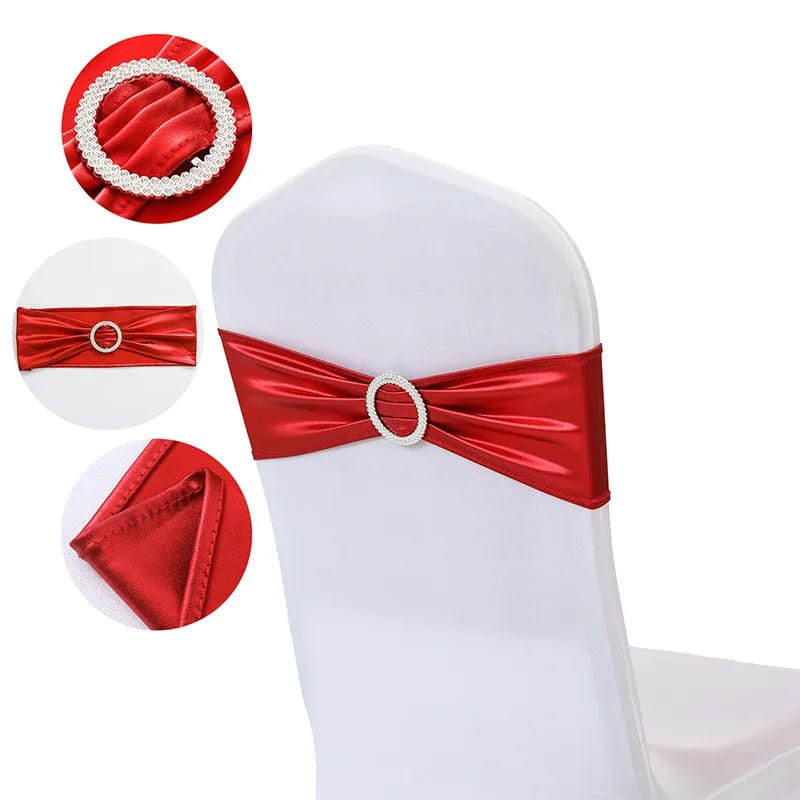 20pcs/Lot Metallic Gold Silver Chair Bands Wedding Chair Decoration Spandex Chair Sashes Bow For Party Event Hotel Banquet Home - SHOWLU FASHION STORE