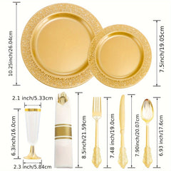 210 PCS Solid Gold Disposable Plates with Gold Plastic Silverware and Cups for Party, Gold Plastic Plates Include: 30 Dinner Plates 30 Dessert Plates 30 Rolled Napkins with Cutlery 30 Cups - SHOWLU FASHION STORE