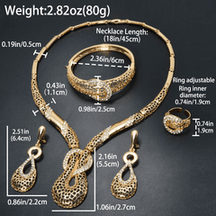 Middle Eastern Fashion Retro Men's and Women's Copper Jewelry Set Unique Curved Hollow Y-shaped Glitter Necklace + Bracelet + Earrings + Ring Suitable for Ramadan Gift SHOWLU FASHION STORE