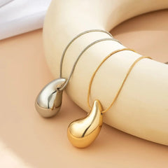2Pcs Exquisite Snake Chain Beans Pea Pendant Choker Necklace Stud Earrings for Women Vintage Glossy Tear Aesthetic Jewelry Set - SHOWLU FASHION STORE