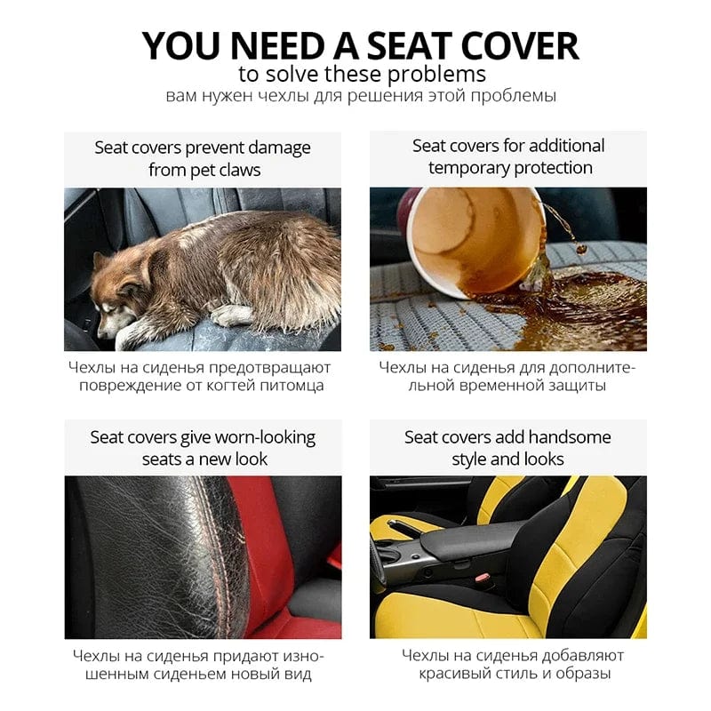 2pcs Universal Car Seat Cover Polyester Fabric Protect Seat Covers Fashionable Decoration of Car Seats Multiple Colors - SHOWLU FASHION STORE