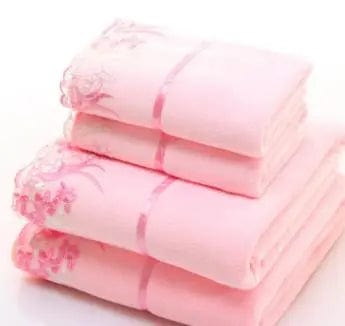 2pcs/set microfiber Elegant Embroidered towel set solid 1pc face towel and 1pc bath towel Quick Dry Towels bathroom for Adult - SHOWLU FASHION STORE