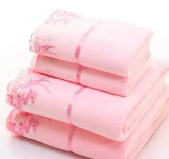 2pcs/set microfiber Elegant Embroidered towel set solid 1pc face towel and 1pc bath towel Quick Dry Towels bathroom for Adult - SHOWLU FASHION STORE
