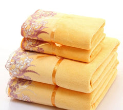 2pcs/set microfiber Elegant Embroidered towel set solid 1pc face towel and 1pc bath towel Quick Dry Towels bathroom for Adult - SHOWLU FASHION STORE