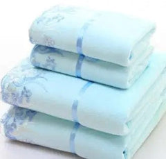 2pcs/set microfiber Elegant Embroidered towel set solid 1pc face towel and 1pc bath towel Quick Dry Towels bathroom for Adult - SHOWLU FASHION STORE
