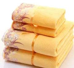 2pcs/set microfiber Elegant Embroidered towel set solid 1pc face towel and 1pc bath towel Quick Dry Towels bathroom for Adult - SHOWLU FASHION STORE