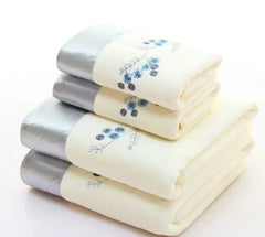 2pcs/set microfiber Elegant Embroidered towel set solid 1pc face towel and 1pc bath towel Quick Dry Towels bathroom for Adult - SHOWLU FASHION STORE