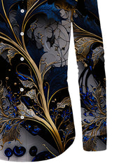 Men's Retro Floral Patterns Print Long Sleeve Shirt For Spring And Fall, Casual Comfy Shirt As Gift SHOWLU FASHION STORE