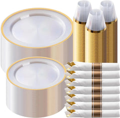 350 Piece Plastic Dinnerware Set for Party,Clear Disposable Plates for 50 Guests ,Include: Dinner Plastic Plates, Rolled Napkins - SHOWLU FASHION STORE