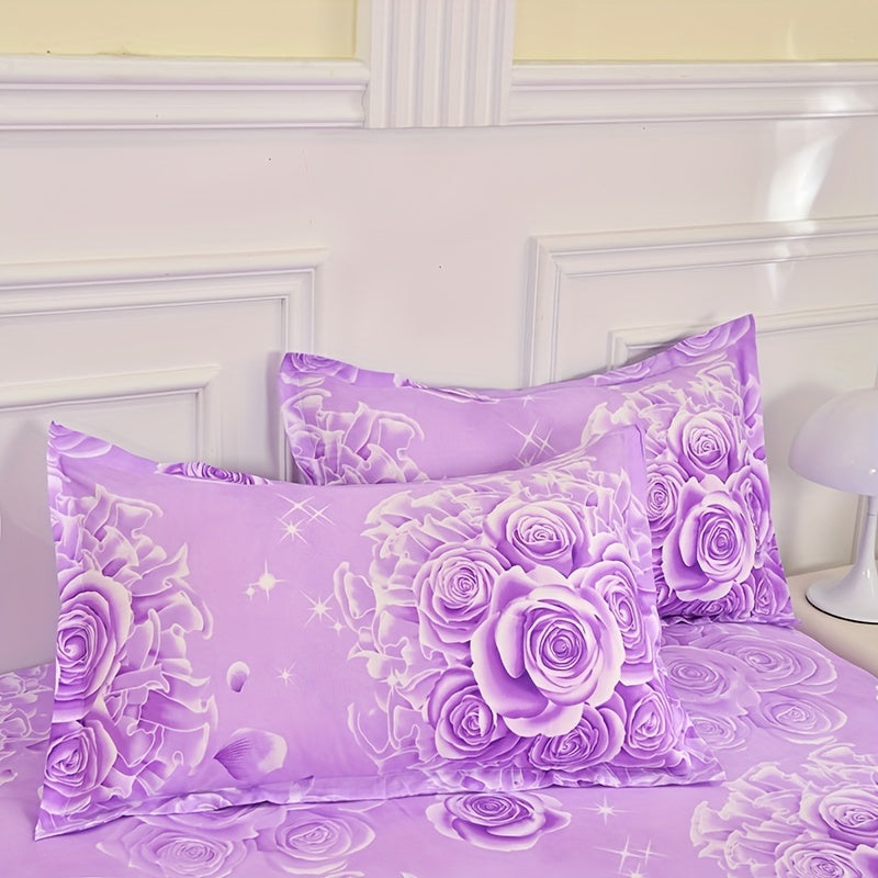 2/3pcs Printing Ruffled Edge Soft Comfortable Breathable Bed Skirt Set (Bed Skirt *1+ Pillowcase*1/2, Without Core) Multiple Sizes Available, All-season Availability, Machine Washable, Mattress Cover, Printing Bedding Set, fo SHOWLU FASHION STORE