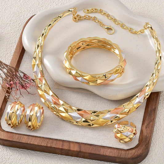 A Trendy And Unique Vintage Geometric Design Jewelry Set for Women, Perfect As a Refined Gift for Holidays Like Valentine'S Day And New Year. SHOWLU FASHION STORE