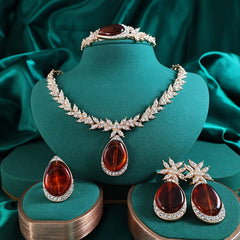 A Set of 4 Vibrant And Trendy Beaded Jewelry Pieces with Unique Designs, Featuring Golden Plating, Perfect for Bridal Parties And Women'S Accessories. SHOWLU FASHION STORE