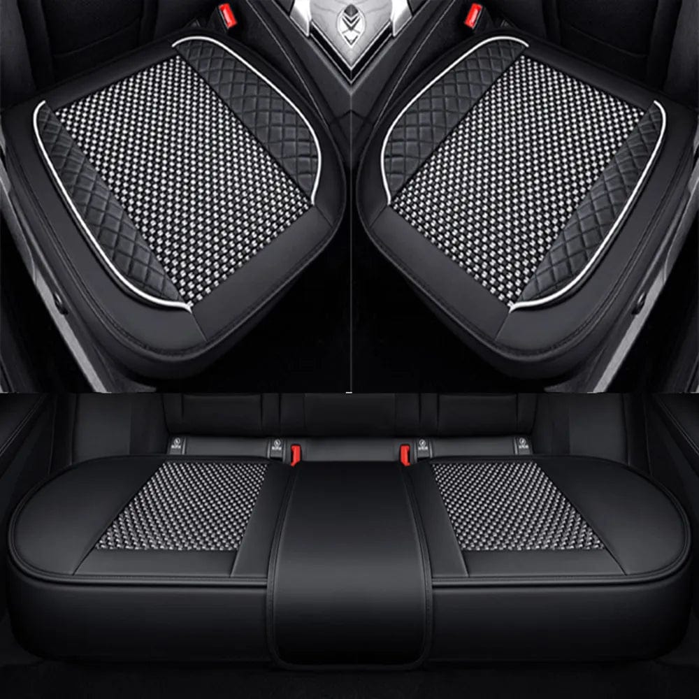 3D Ice Silk+PU Leather Car Seat Cover Universal Seat Protector Non - slip Cushion Luxury Car Seat Upholstery Mat Accessories - SHOWLU FASHION STORE
