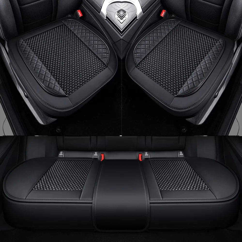 3D Ice Silk+PU Leather Car Seat Cover Universal Seat Protector Non - slip Cushion Luxury Car Seat Upholstery Mat Accessories - SHOWLU FASHION STORE