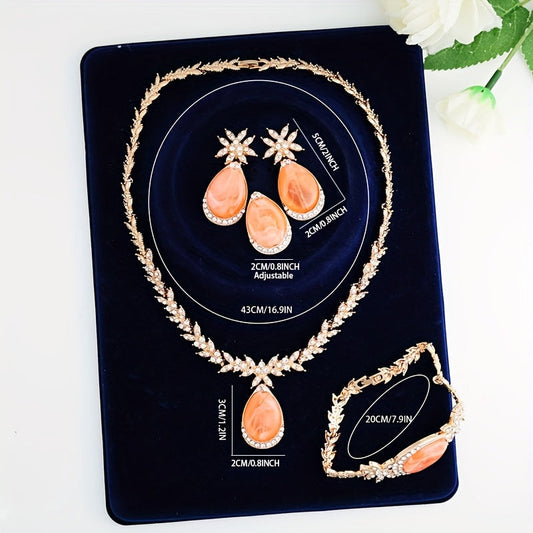 A Set of 4 Vibrant And Trendy Beaded Jewelry Pieces with Unique Designs, Featuring Golden Plating, Perfect for Bridal Parties And Women'S Accessories. SHOWLU FASHION STORE