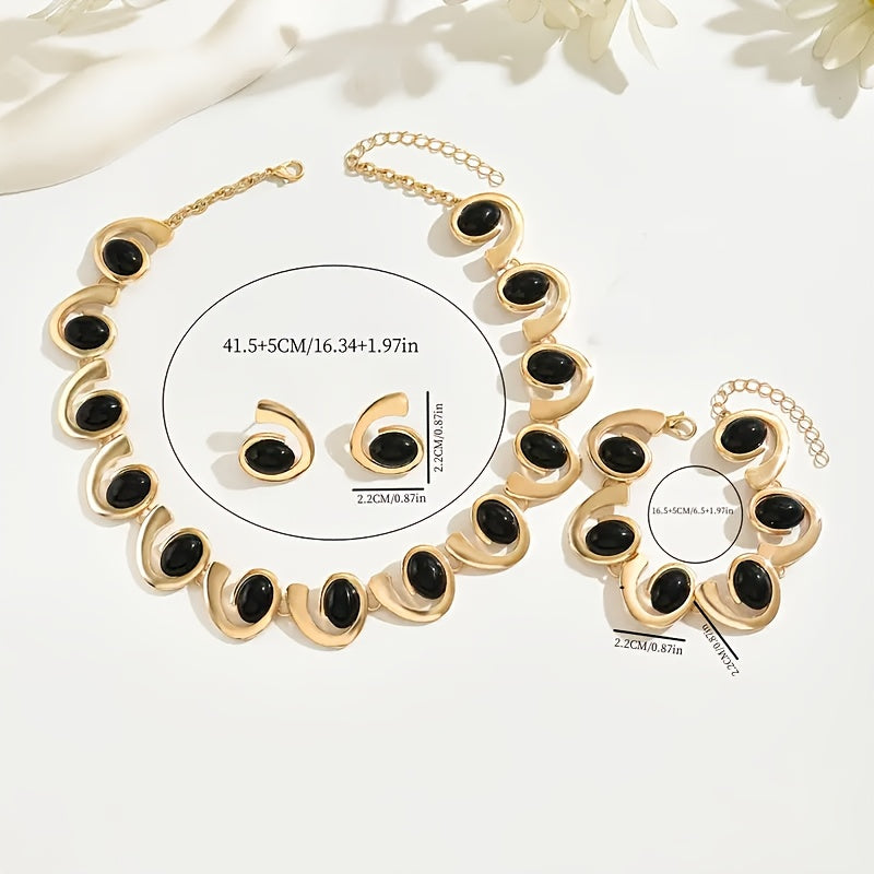 4pcs Women's Fashion Jewelry Set with Punctuation Comma Animal Snail Group Pendant Earrings Necklace Bracelet Set Suitable for Versatile Travel, Party, and Gift Set SHOWLU FASHION STORE