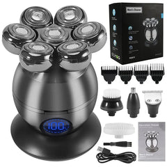 Showlu Fashion Store 0 China / 5-in-1-Box 5 in 1 Electric Head Shaver for Bald Men 7D Floating Cutter Beard Trimmer Clipper IP68 Waterproof Shaving USB Wireless Charging