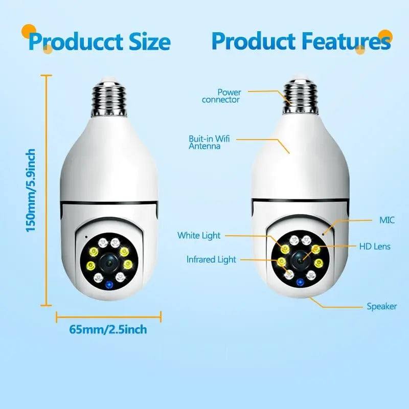 Showlu Fashion Store 0 5G Bulb E27 Surveillance Camera Full Color Night Vision Automatic Human Tracking Zoom Indoor Security Monitor Wifi Camera