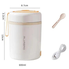 600ML USB Electric Heating Lunch Box Portable Picnic Milk Drink Food Heater Stainless Steel Food Warmer Container 5V 12V 24V - SHOWLU FASHION STORE